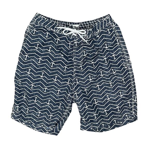 Trunks Surf & Swim Co.‎ Men's Board Shorts Dark Blue Anchor Drawstring Lined Med - Picture 1 of 7